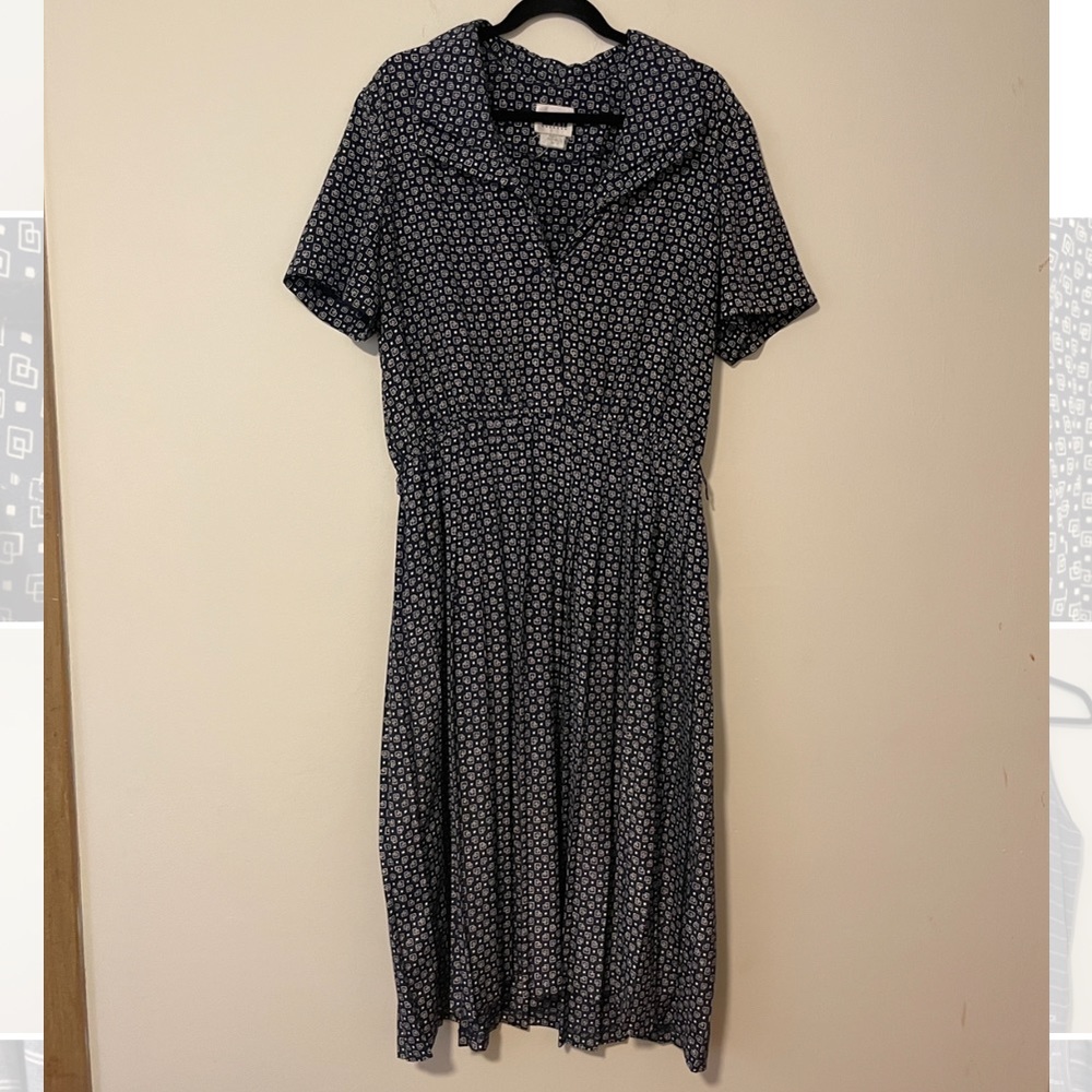 Vintage Leslie Fay geometric pattern midi dress - size 18